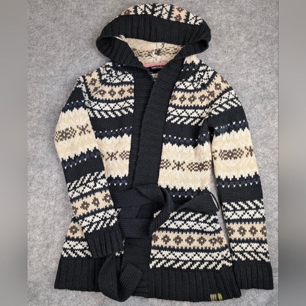 Triple Five Soul Y2K XS  Street Brand Sweater Women's Mid Length Cardigan Tie